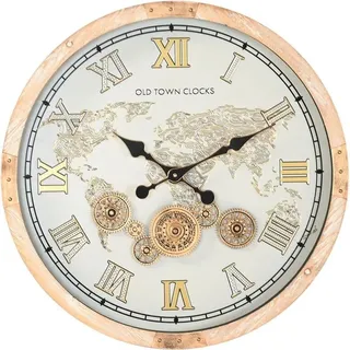 Wanduhr Home ESPRIT Weiß natürlich Kristall Tanne Vintage 63,5 X 8 X 63,5 CM