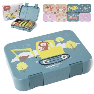 BEARFOOT Brotdose Kinder BPA-frei – Lunchbox/Bento Box mit Fächern, für Mädchen & Jungen, Schule & Kindergarten (Bagger)
