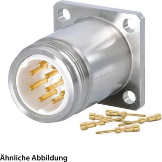 HUMMEL SET inkl. Kontakte M16 INOX Geräteteckverbinder, Crimpei. gerade Polzahl 3-pol., Stift Vorderwand - 1 Stück