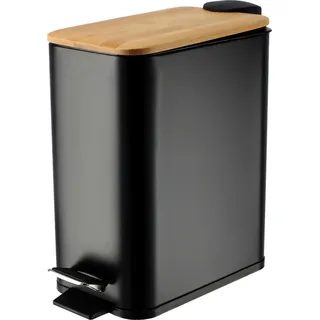 Badezimmer Mülleimer - Tretmülleimer - 5 l - Bambus - Schwarz