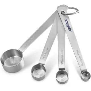 Zyliss E970055 Messlöffel, Edelstahl, Silber, Messen Sie Backzutaten/flüssige/trockene Gegenstände/heiße Schokolade, inkl. 4 x Löffel, 5 Jahre Garantie