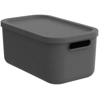 Rotho Box MIT Deckel , Anthrazit , Kunststoff , Uni , 23.5x17.7x39.5 cm , BPA-frei, Reach, DIN EN ISO 14001, DIN EN ISO 9001 , Tragegriff, Deckel abnehmbar, stapelbar, recycelbar, integrierte Durchlüftung , Ordnen & Aufbewahren, Dekoboxen & Aufbewahrungsboxen, Stapelboxen