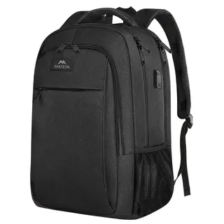 MATEIN Business Laptop Rucksack 15,6 Zoll Reise Laptoptasche mit USB Ladeanschluss Wasserabweisend Daypack Arbeit College Computer Herren Damen, Schwarz
