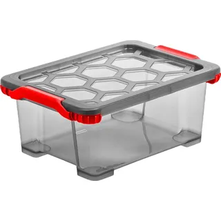Rotho Aufbewahrungsbox Evo Total 11l mit Deckel 39,3 x 28,3 x 16 cm anthrazit/rot
