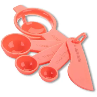Fackelmann Messlöffel-Set 5-teilig, zartes Rosa – Präzises Dosieren beim Kochen und Backen, inklusive Eitrenner und Messer, spülmaschinengeeignet