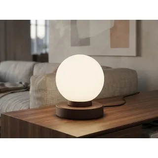 Kleine Tischlampe Rostoptik mit Glas Kugel E14 LED per Touch stufenweise dimmbar