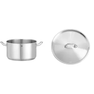 HENDI Kochtopf, Mittel, ohne Deckel, Fleischtopf, Geeignet für Gasherd, Induktionsherd, Elektroherd, Ceranherd, Geschirrspülmaschinengeeignet, 9,5L, ø280x(H)155mm, Edelstahl + Deckel