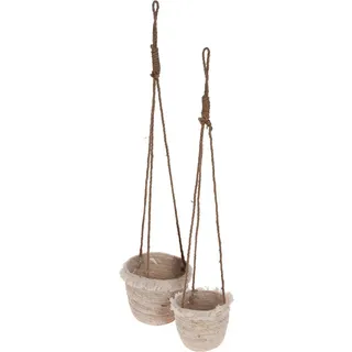 Home Styling Collection Hängetöpfe Maisblatt Gypsy 2er-Set , Beige , Naturmaterialen , 22x90x17 cm , Dekoration, Blumen & Blumentöpfe, Übertöpfe