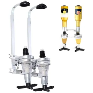 WEIWUXIAN Doppelkopf Dispenser Flaschenhalter für 2 Flaschen, Bar Wandmontage Spender Spirituosen, Doppelkopf Aluminium Flaschenhalter Dosierer, Geeignet für Familien, Bar, Barkeeper Liebhaber