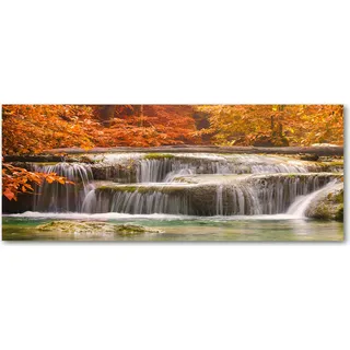 Tulup® Küchenrückwand Spritzschutz aus Glas -125x50 -Spritzschutz auf gehärtetes Glas Deko Landschaften Wasserfall Herbst