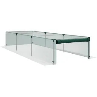 Outsunny 1,25 x 3,73 m Gartennetz, Pflanzenschutzzelt mit Reißverschlusstür, Insektenschutznetz, Winddichtes Gemüsenetz, Schädlingsschutznetz für Garten, Balkon, Stahl, Grün