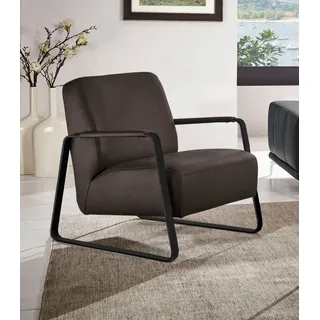 W.SCHILLIG Cocktailsessel "quadroo Loungesessel," mit bezogenen Armlehnen, Gestell in Schwarz pulverbeschichtet, mocca s37
