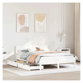 vidaXL Massivholzbett ohne Matratze Weiß 120x200 cm Kiefernholz