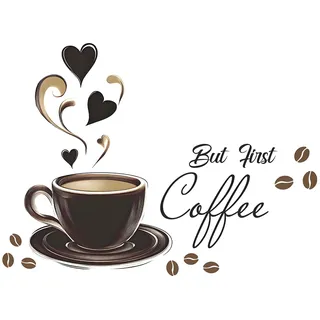 2 Stück Kaffee Wandtattoo Selbstklebend, Coffee Wandsticker, Wandaufkleber, DIY Wasserfester Aufkleber Küche, Kaffe Wandtatoo für Kaffeestube Büro Wohnzimmer Esszimmer