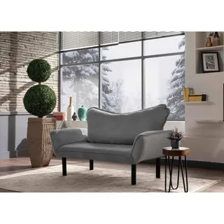 Dmora - 2-Sitzer SchlafsofaAquilonis, Verwandelbares Sofa, Lineare Stoffstruktur, Schlafsessel mit Stauraum, 140x65 h70 cm, Grau