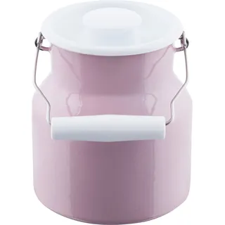 RIESS Riess, Milchkanne mit Deckel 1 Liter, H: 15,8cm Pastell rosa, Emaille