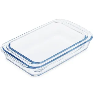 Relaxdays Auflaufform Set 29,5 x 17,5 x 5 cm Transparent