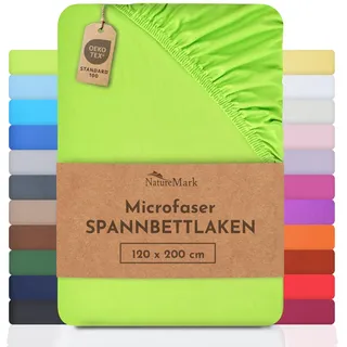NatureMark Spannbettlaken Mikrofaser-Polyester 120 x 200 cm grün