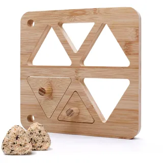 AIMEKE Onigiri Form Dreieckige Onigiri Maker Große und Kleine, Holz Sushi Form mit 2 Pressplatte, 6-Loch Sushi Mold für Küche Picknick Party