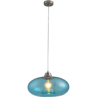 M2OUTLET Pendelleuchte LA BURBUJA: Ø40CM Matt Nickel, Glas blau
