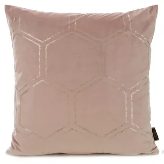 Eurofirany Elegante Velvet Kissenbezüge Dekokissen mit Aufdruck 45x45 cm Bezug Samt Kissenhülle Weiche Sofakissen, Honigscheben, Rosa