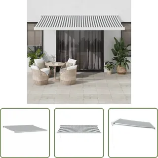 The Living Store Markise Einziehbar Anthrazit und Weiß 4x3 m Stoff und Aluminium - Grau