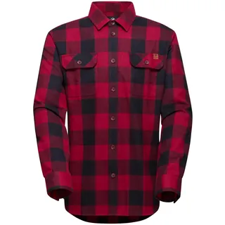 Mammut Tamaro Longsleeve Shirt Men | Kariertes Herrenhemd, Outdoor Flanellhemd, Freizeithemd für Herren, Langarm, Atmungsaktiv, Schnelltrocknend, Rot und Schwarz | Blood Red-Black, S