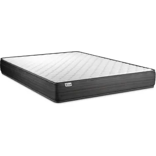 Komplettpaket Bett - Matratze 180x200 cm + Boxspringbett mit Lattenrost (im Set) + 2 Kopfkissen + Bettdecke - Vitalpower - Schwarz