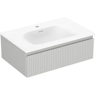 Mexen Rivel Badezimmerunterschrank 70 cm mit Waschbecken Vela, 1 Schublade, geriffelt, grau matt/weiß matt - 91A20-07023-1-BF62?