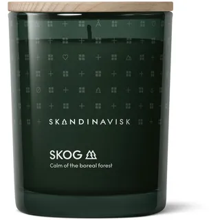 Skandinavisk SKOG 'Wald' Duftkerze. Duftnoten: Kiefernnadeln und Tannenzapfen, Birkensaft und Maiglöckchen. 200 g.