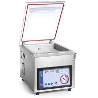 HENDI Vakuum-Verpackungsmaschine, Vakuumiergerät, Vakuum Kammer Verpackungsmaschine, Schweißleiste: 260mm, Pumpenleistung: 167 l/min, 230V, 370W, 330x480x(H)360mm, Edelstahl