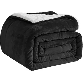 Good Nite Kuscheldecke Flauschig 130x150cm Weiche Fleece Sofadecke für Couch & Wohnzimmer Flauschige Wolldecke Grau Sherpa Decke mit Premium Flauschfleece