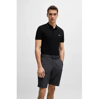 Poloshirt BOSS GREEN "Paule", Herren, Gr. 3XL, schwarz (schwarz003), Jersey, Obermaterial: 100% Baumwolle, unifarben, slim fit, hoch geschlossener Ausschnitt, eingesetzt elastischer Bund, Shirts Poloshirt, mit Polokragen
