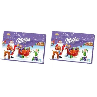 Milka Adventskalender 1 x 200g I Adventskalender mit Schokolade I Weihnachtskalender I Schoko Adventskalender I Schokolade aus 100% Alpenmilch mit Milchcrémefüllung I Zufälliges Design (Packung mit 2)