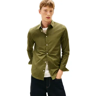 Tommy Hilfiger Tommy Jeans Herren TJM Original Stretch Shirt Dm0Dm04405 Hemd L/S, Green (Dark Greenery), XL