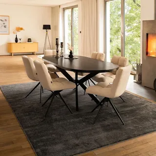 Home Deluxe Esstisch Oval Ausziehbar AVENTI inkl. Sternfuß - 160 x 100 cm Dark Oak