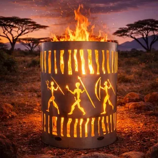 Feuertonne, Feuerkorb, Feuerschale, Lagerfeuerschale mit Motiv AFRIKA