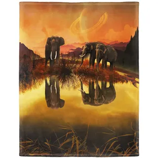 YISUMEI Kuscheldecke Gelbe Elefante Reflexion Decke Flauschige Weich Fleecedecke für Sofa Bett 150x200cm