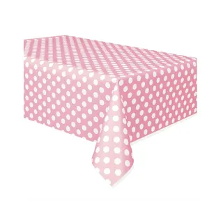 Punktmuster-Kunststoff-Tischdecke - 2,74 m x 1,37 m - Hellrosa