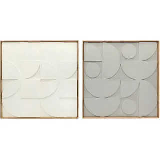 HOMCOM Wanddeko 3D 2er Set 80 cm geometrisch Wanddekoration Modern Wand Deko für Wohnzimmer, Schlafzimmer, Flur, Weiß