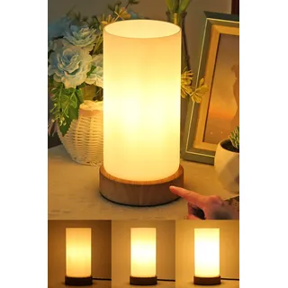 HSLighting Nachttischlampe, Touch Dimmbar Tischlampe mit Glas Lampenschirm Night Light Glühbirne 3 Helligkeitsstufen Einstellbar Nachtischlampen Tischleuchte Minimalistische für Lesen Wohnzimme