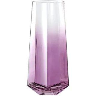 Laughhe Glasvase, Kristallklar Durchscheinend Vasen 25cm Hoch Blumenpflanze Knospenvasen, Blumenvase Schwere Glasblumenvase Dekorative Vase für Zuhause Büro Dekor (Lila)