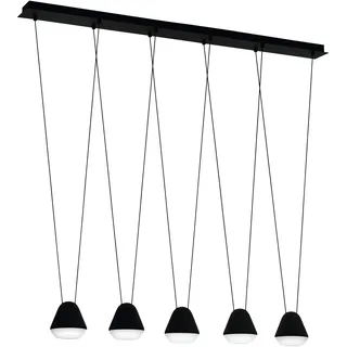 EGLO Pendelleuchte Palbieta, 5 flammige Hängelampe Industrial, Hängeleuchte aus Stahl und Kunststoff in Schwarz, Satiniert, Esstischlampe, Wohnzimmerlampe hängend mit GU10 Fassung