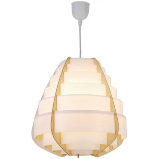 Xxxl Pendelleuchte , Beige , Holz , Eiche , 37x145x37 cm , RoHS, Europäischer Sicherheitsstandard , einfach zu transportieren , Lampen & Leuchten, Leuchtenserien