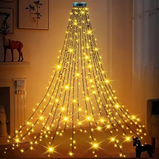 Christbaumbeleuchtung mit Ring, 400 LEDs Lichterkette Weihnachtsbaum mit 16 tränge 2m Tannenbaum lichterkette, Fairy Lights Christmas LED Tree für 150cm-240cm Baum Weihnachten/Party/Hochzeit (16)