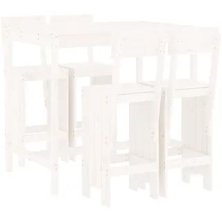 vidaXL 5-tlg. Gartenbar-Set Weiß Massivholz Kiefer - Weiß