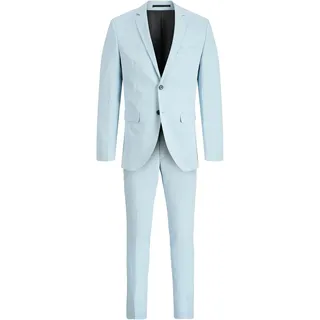 Anzug "JPRFRANCO SUIT NOOS PLS", Herren, Gr. 68, N-Gr, chambray blau, Web, Obermaterial: 78% Polyester, 17% Viskose, 5% Elasthan, JACK & JONES PLUSSIZE, unifarben, slim fit, Anzüge Anzug, aus Polyester, Viskose und Elasthan, Slim Fit Passform, pflegeleicht