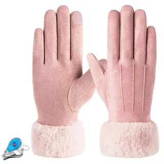 KXF Warme Winterhandschuhe, für Damen, superweich, Touchscreen-Handschuhe, dickes Fleece, gefüttert, für kaltes Wetter, winddicht, Outdoor-Sport, Handwärmer, Radfahren, Laufen