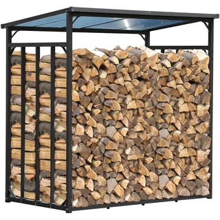 QUICK STAR Metall Kaminholzregal Außen 185 x 100 x 185 cm, Basic - 30 mm Stahlprofil, Anthrazit, Wetterfest, Kapazität 3,5 m3 (5 SRM), XXXL Garten Kaminholzunterstand Stapelhilfe