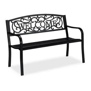 Relaxdays Gartenbank 128 x 87 x 127 cm Schwarz